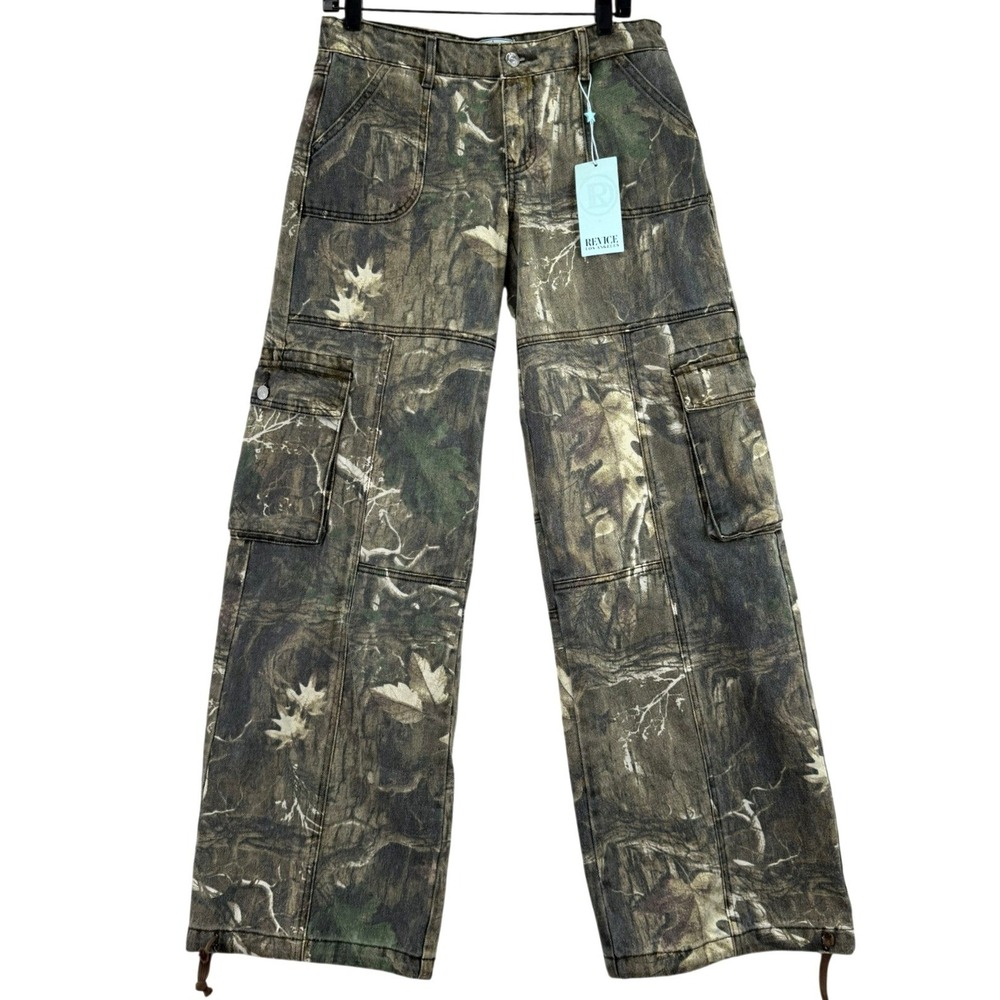 Revice Los Angeles the Amelia Pant Oakland Camo Wide Leg Women 27 Green Gorpcore